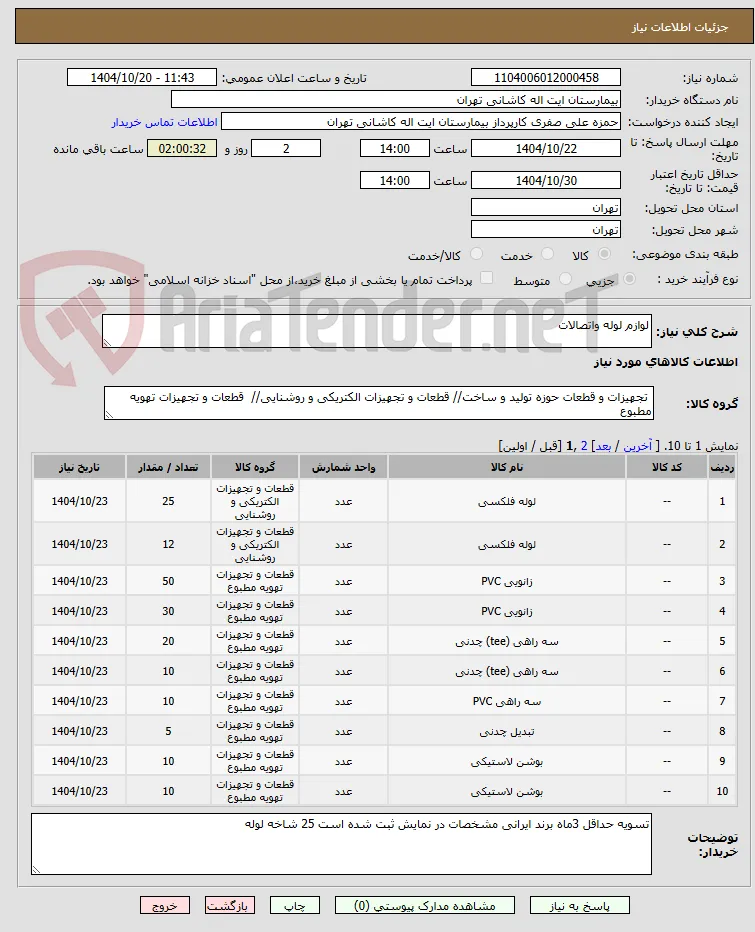لوازم لوله واتصالات