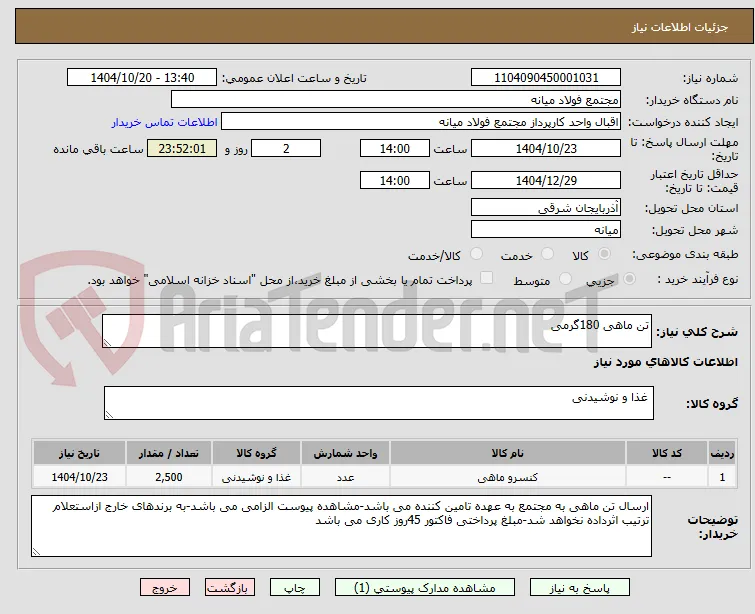 تن ماهی 180گرمی 