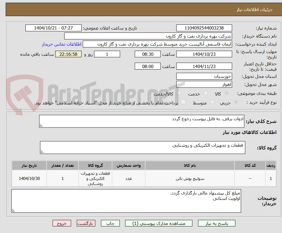 ادوات برقی. به فایل پیوست رجوع گردد