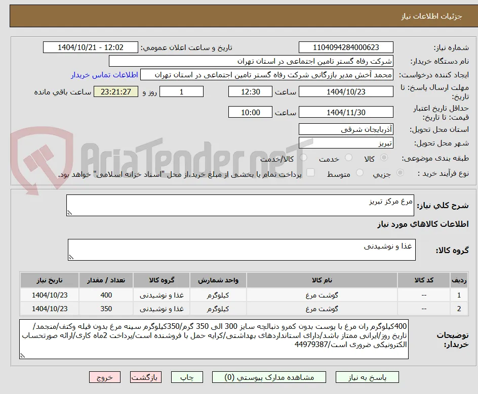مرغ مرکز تبریز
