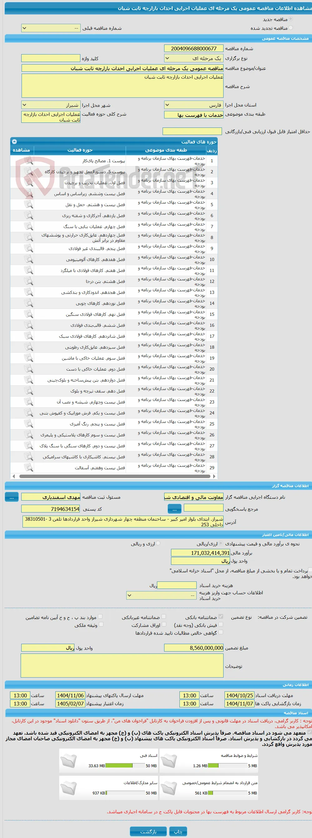 مناقصه عمومی یک مرحله ای عملیات اجرایی احداث بازارچه ثابت شبان 
