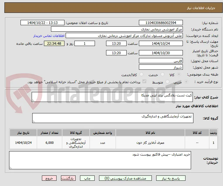 کیت تست بلادگس برند اپتی مدیکا 