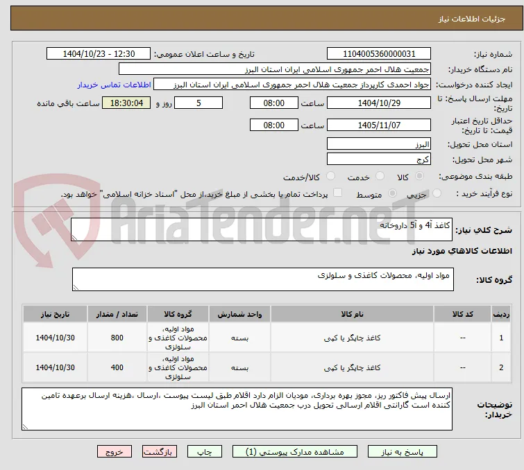 کاغذ آ4 و آ5 داروخانه