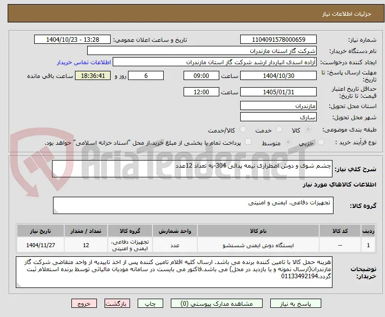 چشم شوی و دوش اضطراری نیمه پدالی 304-به تعداد 12عدد