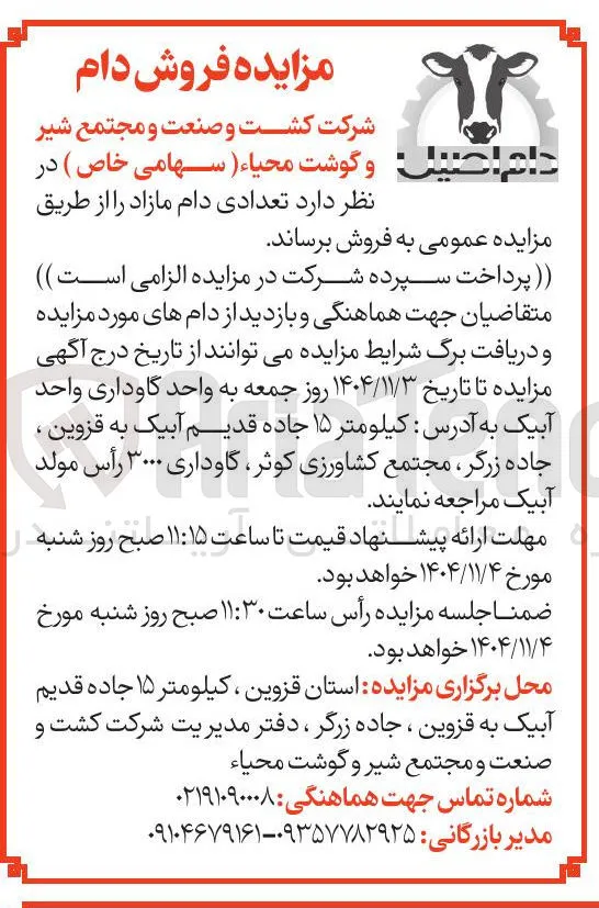 تعدادی دام مازاد