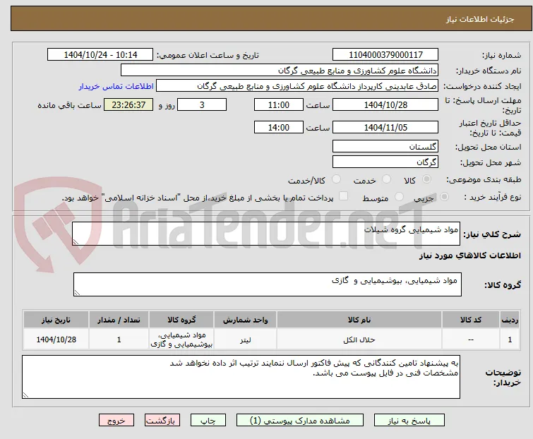 مواد شیمیایی گروه شیلات