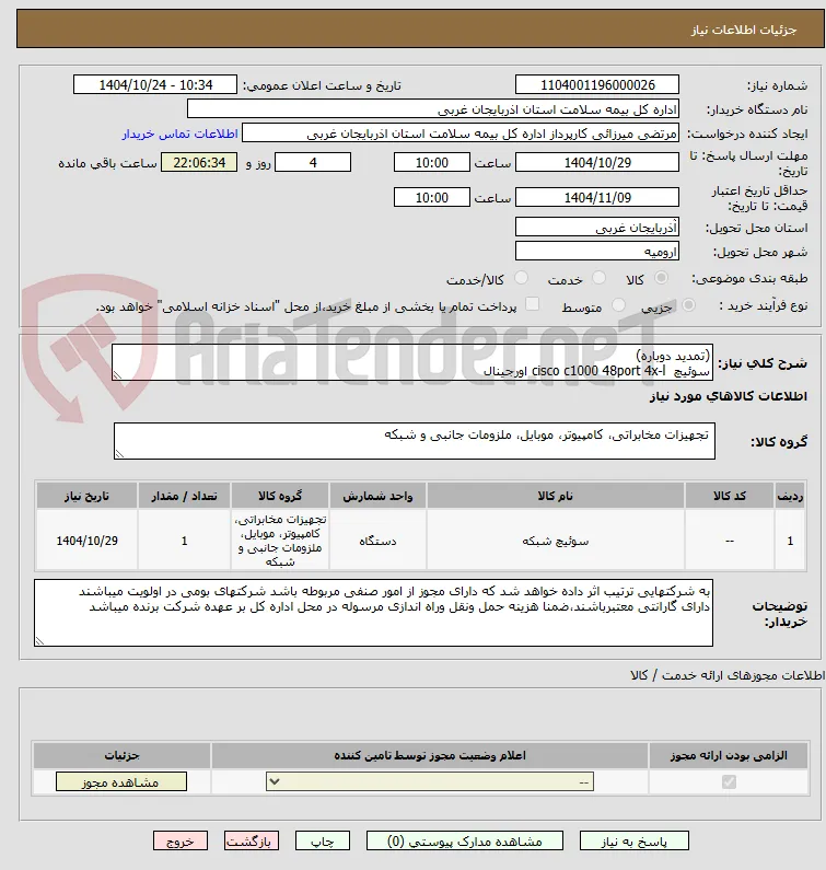 (تمدید دوباره)
سوئیچ  cisco c1000 48port 4x-l اورجینال