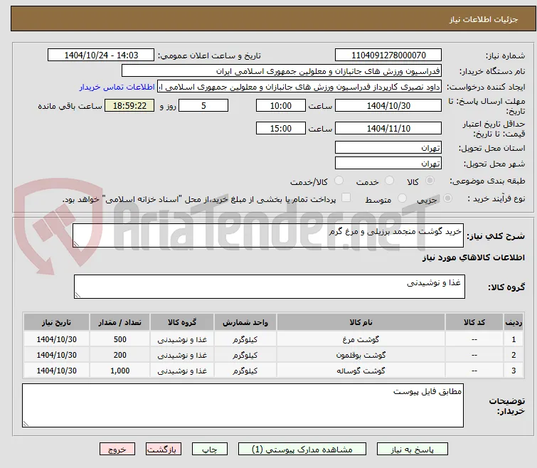 خرید گوشت منجمد برزیلی و مرغ گرم