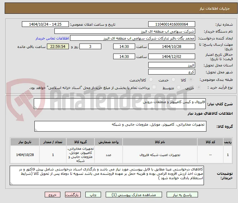 فایروال و کیس کامپیوتر و متعلقات درونی