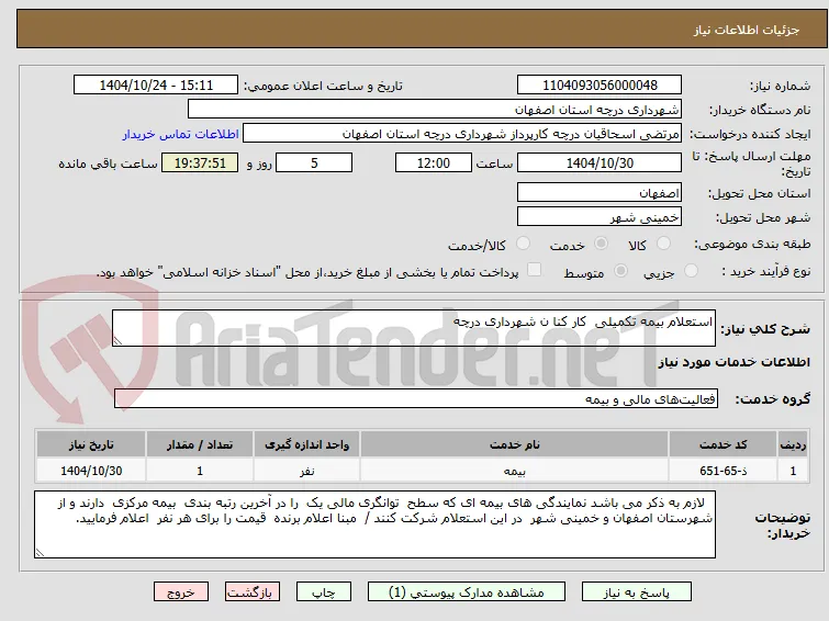 استعلام بیمه تکمیلی  کار کنا ن شهرداری درچه 