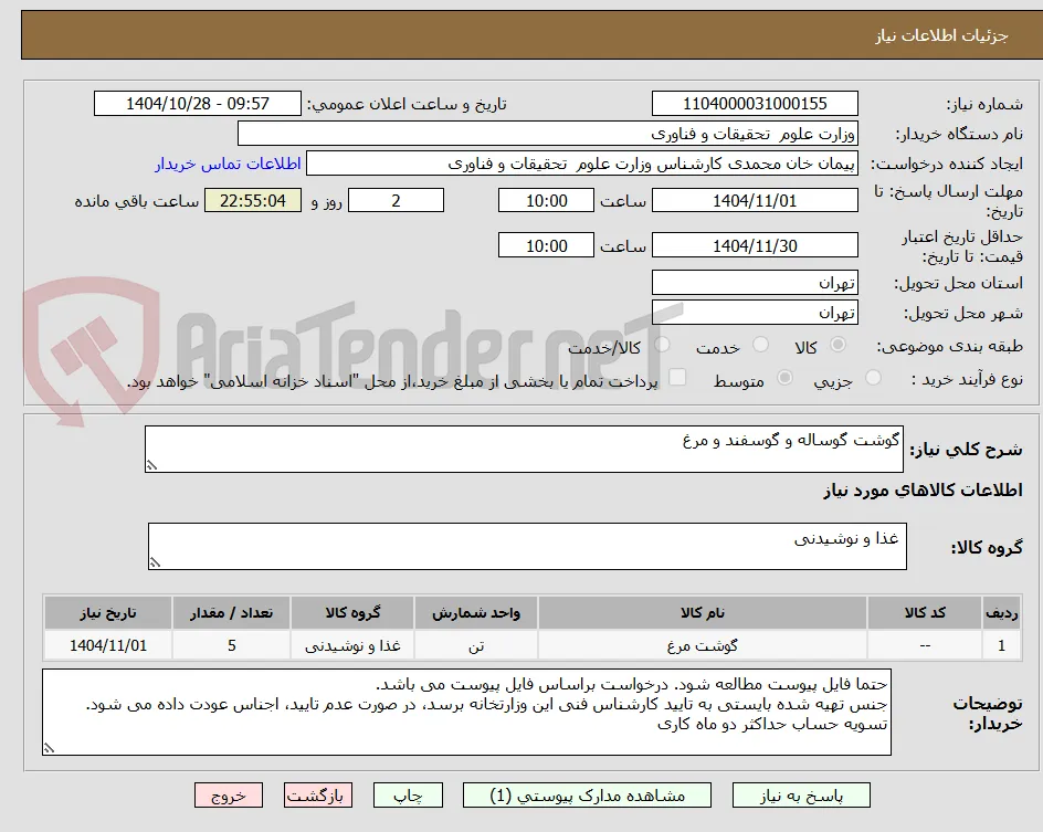 گوشت گوساله و گوسفند و مرغ