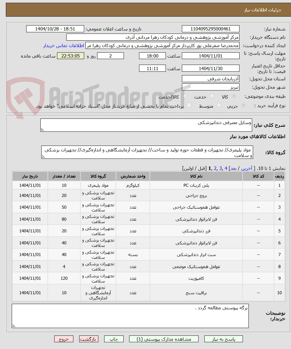 وسایل مصرفی دندانپزشکی