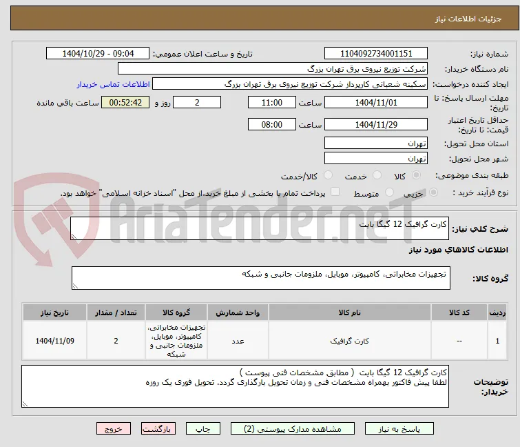 کارت گرافیک 12 گیگا بایت 