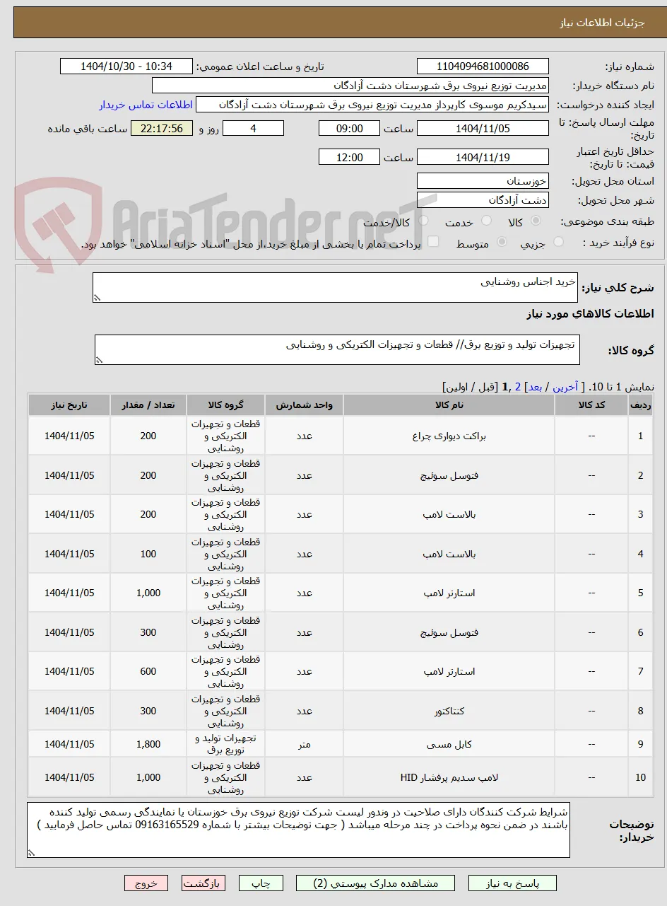 خرید اجناس روشنایی  