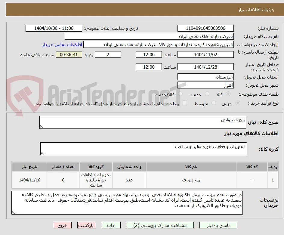 پیچ شیروانی