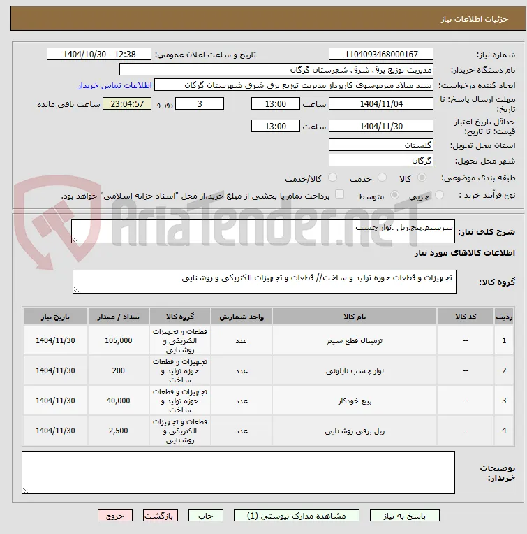 سرسیم.پیچ.ریل .نوار چسب
