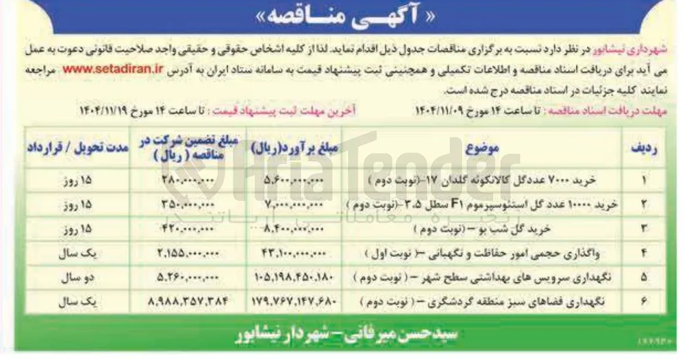 واگذاری حجمی امور حفاظت و نگهبانی 
