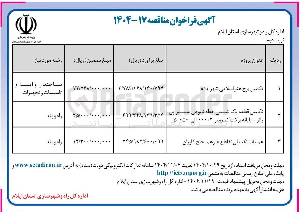 تکمیل قطعه یک شش خطه نمودن مسیر
