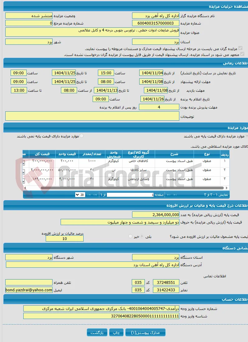 فروش ضایعات ادوات خطی . تراورس چوبی درجه 4 و کابل علائمی