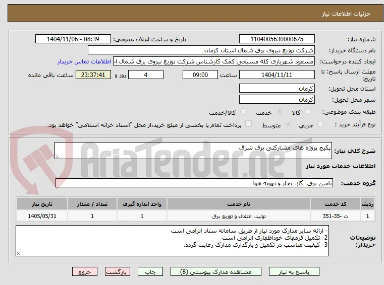 پکیج پروژه های مشارکتی برق شرق