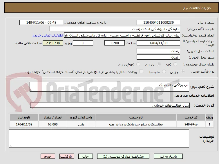 تب برفکی دام سبک