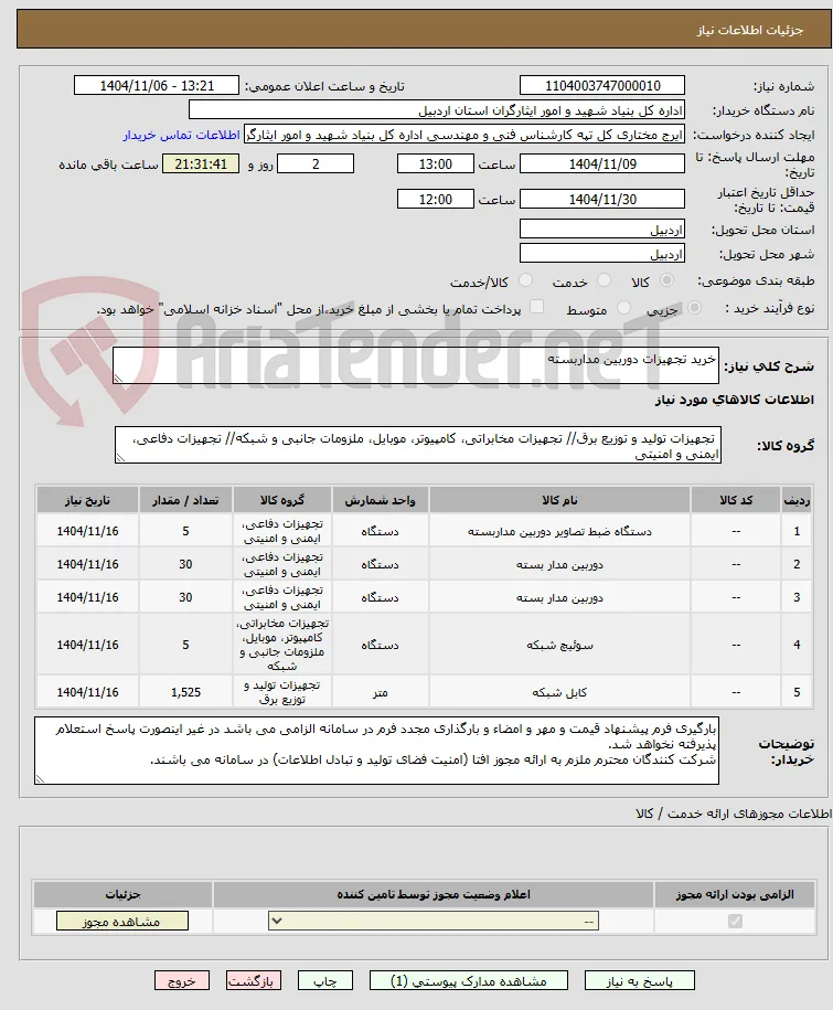 خرید تجهیزات دوربین مداربسته 