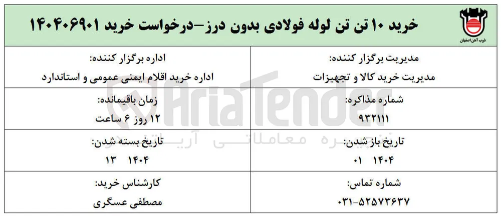 خرید ۱۰ تن لوله فولادی بدون درز 