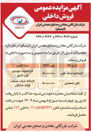 فروش کنسانتره سنگ آهن