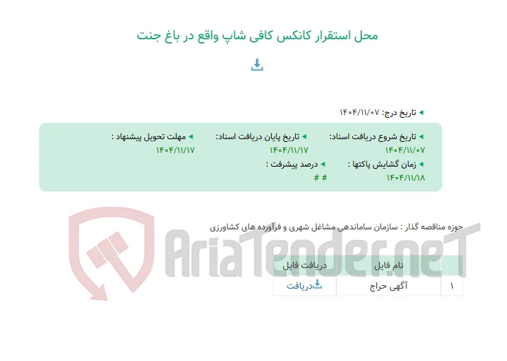 محل استقرار کانکس کافی شاپ واقع در باغ جنت