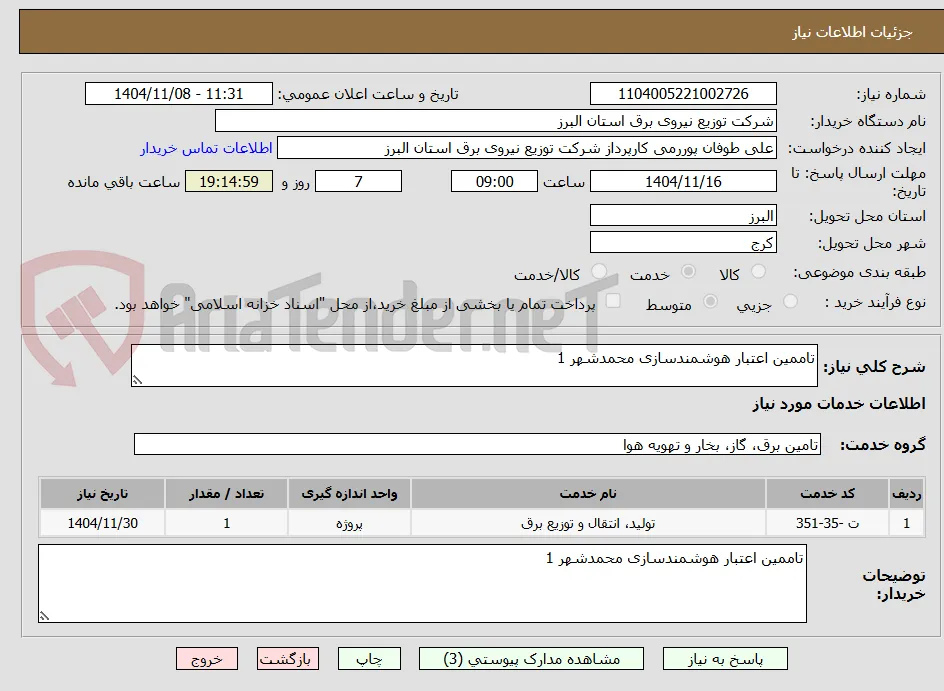 تاممین اعتبار هوشمندسازی محمدشهر 1
