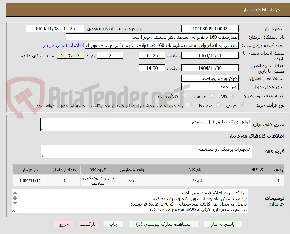انواع انژیوکت طبق فایل پیوستی 