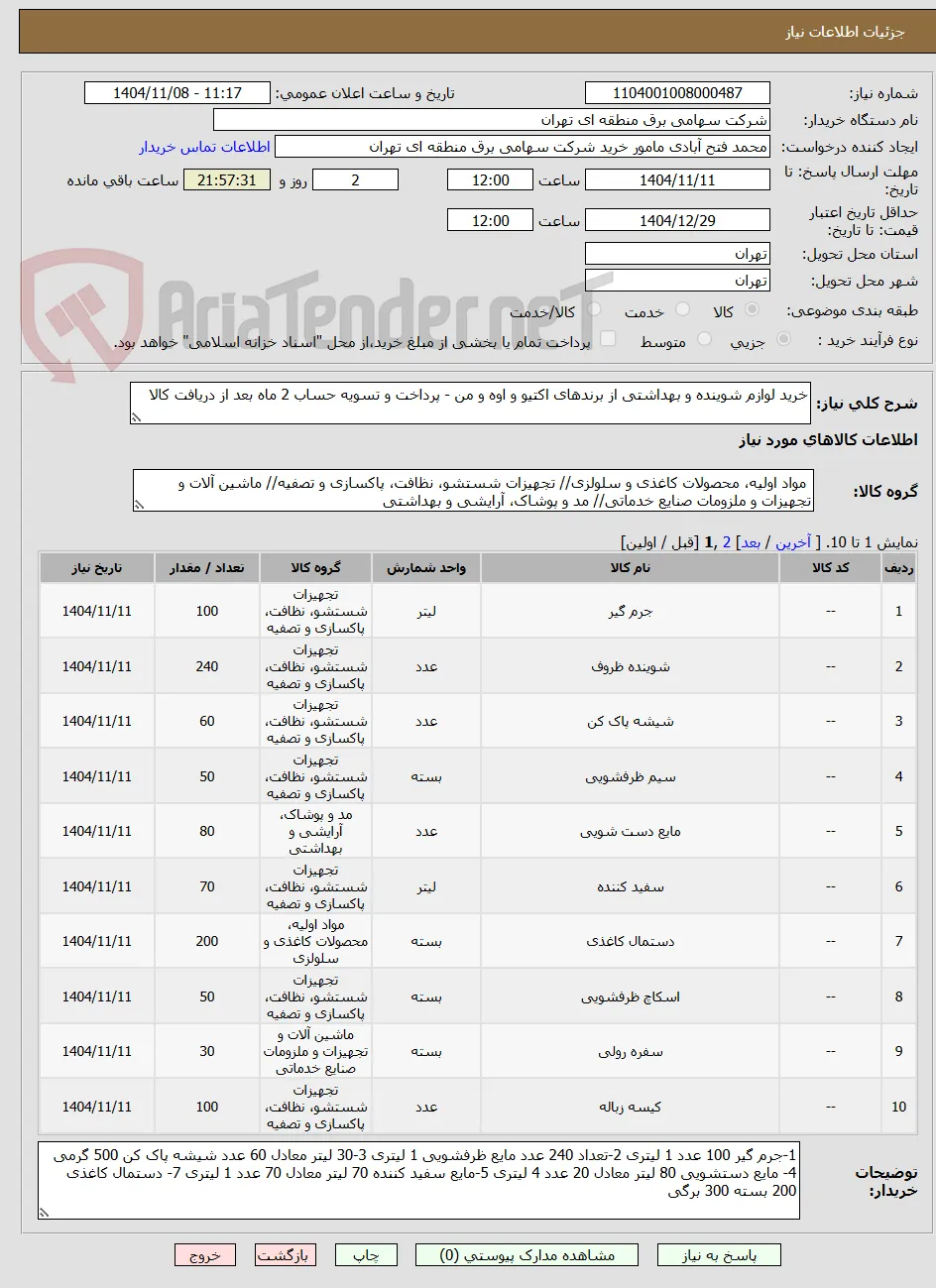 خرید لوازم شوینده و بهداشتی از برندهای اکتیو و اوه و من - پرداخت و تسویه حساب 2 ماه بعد از دریافت کالا