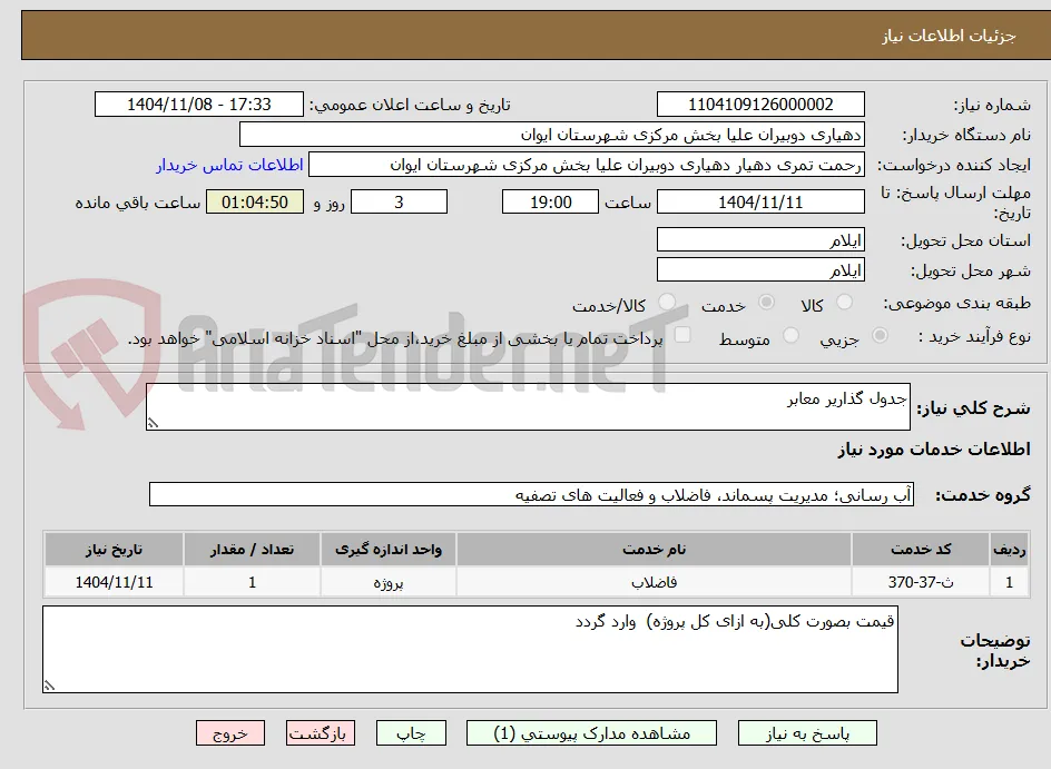 جدول گذاریر معابر