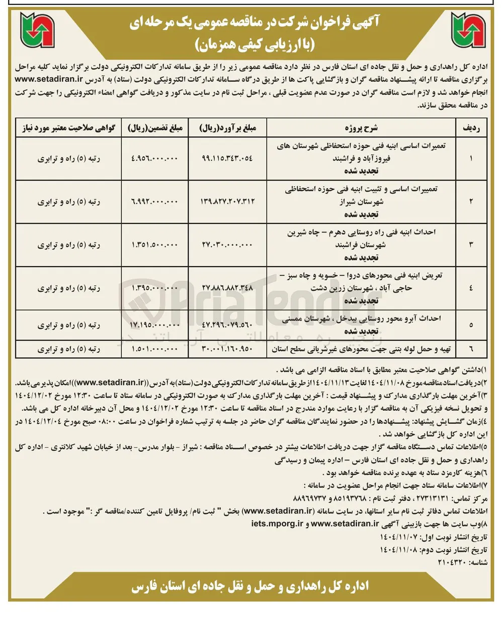 تعريض ابنيه فنی محورها