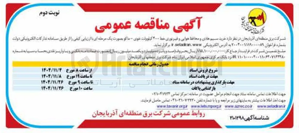 خرید سیم هادی و محافظ هوایی و غیر نوری خط ۲۰۰ کیلوولت