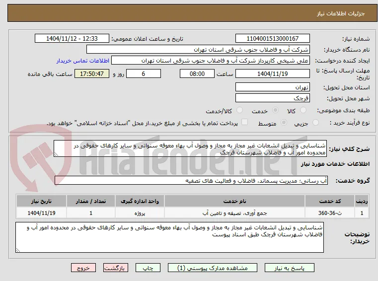 شناسایی و تبدیل انشعابات غیر مجاز به مجاز و وصول آب بهاء معوقه سنواتی و سایر کارهای حقوقی در محدوده امور آب و فاضلاب شهرستان قرچک 
