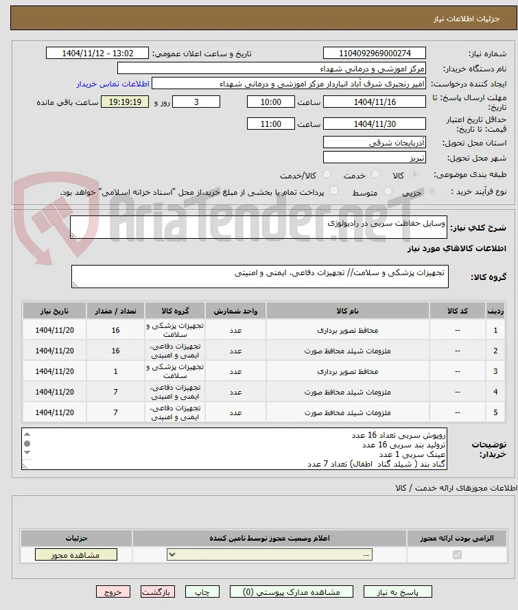 وسایل حفاظت سربی در رادیولوژی