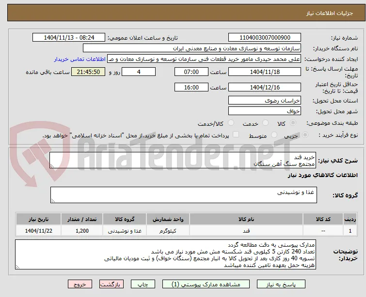 خرید قند
مجتمع سنگ آهن سنگان