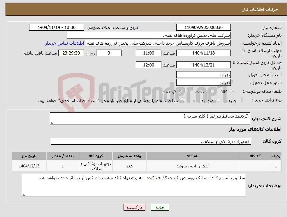 نیاز کالا- گردنبند محافظ تیروئید ( کلار سربی) 