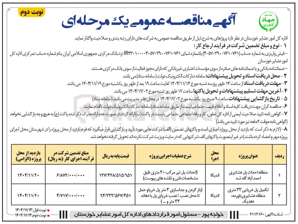 
تکمیل پل خرپایی ۳۳ متری