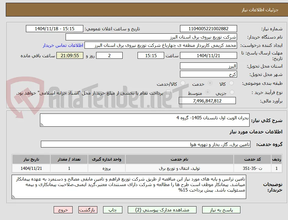 بحران الویت اول تابستان 1405- گروه 4