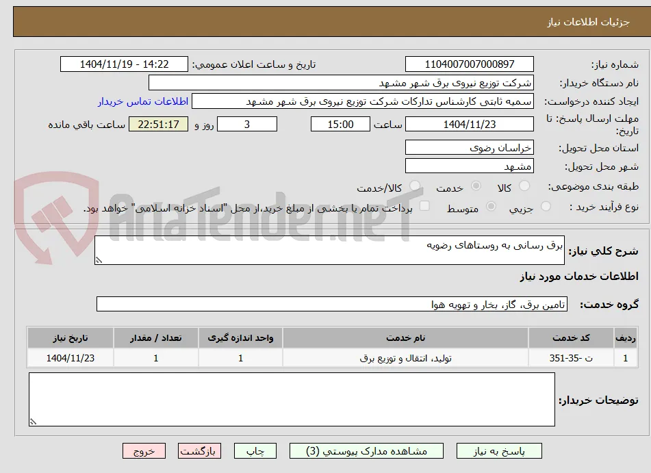 برق رسانی به روستاهای رضویه 