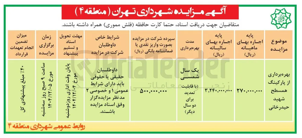 بهره برداری از پارکینگ همسطح 