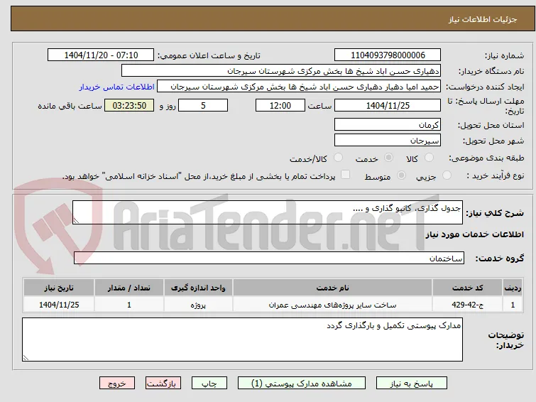 جدول گذاری، کانیو گذاری و ....