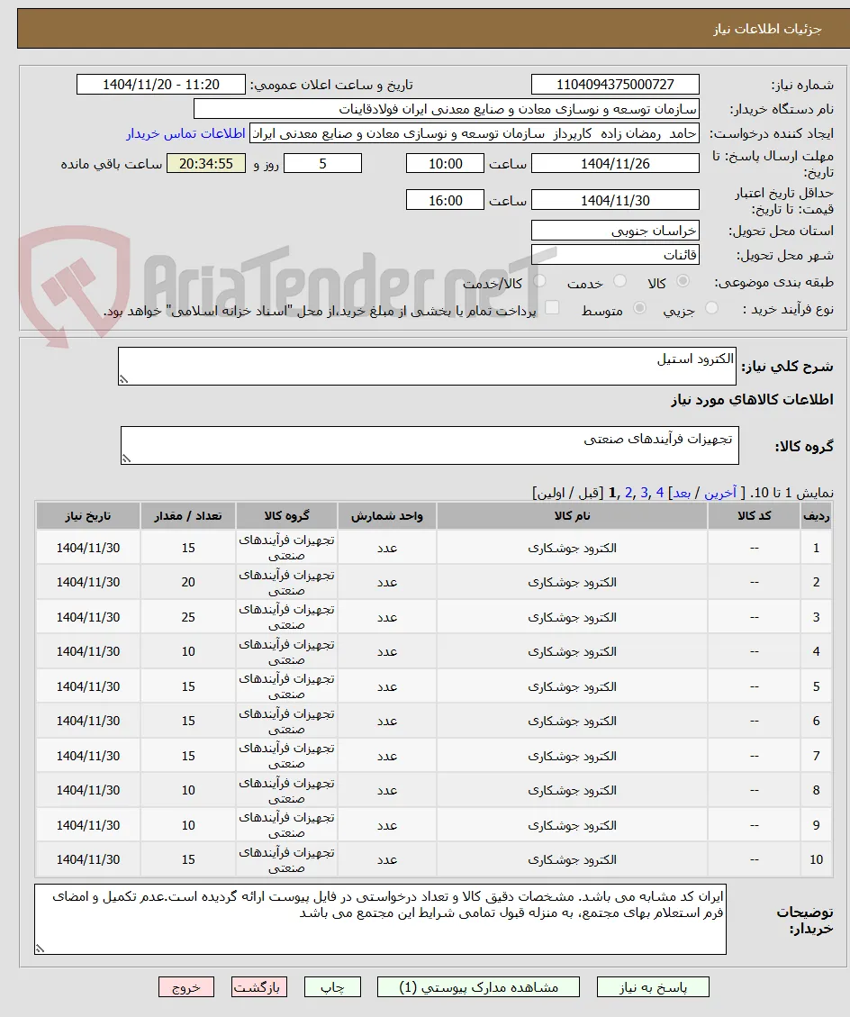 الکترود استیل 