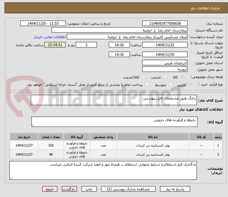 رنابگ طبق مشخصات فایل پیوستی