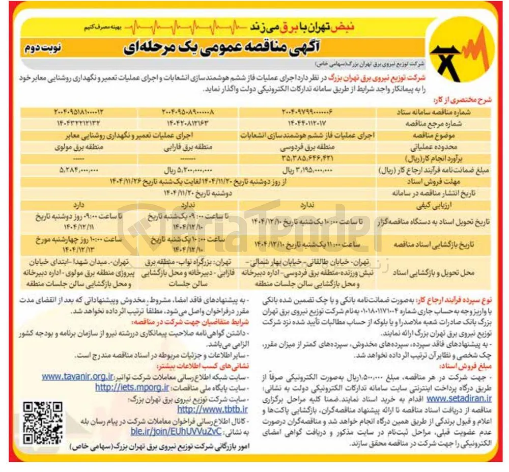 اجرای عملیات تعمیر و نگهداری روشنایی معابر