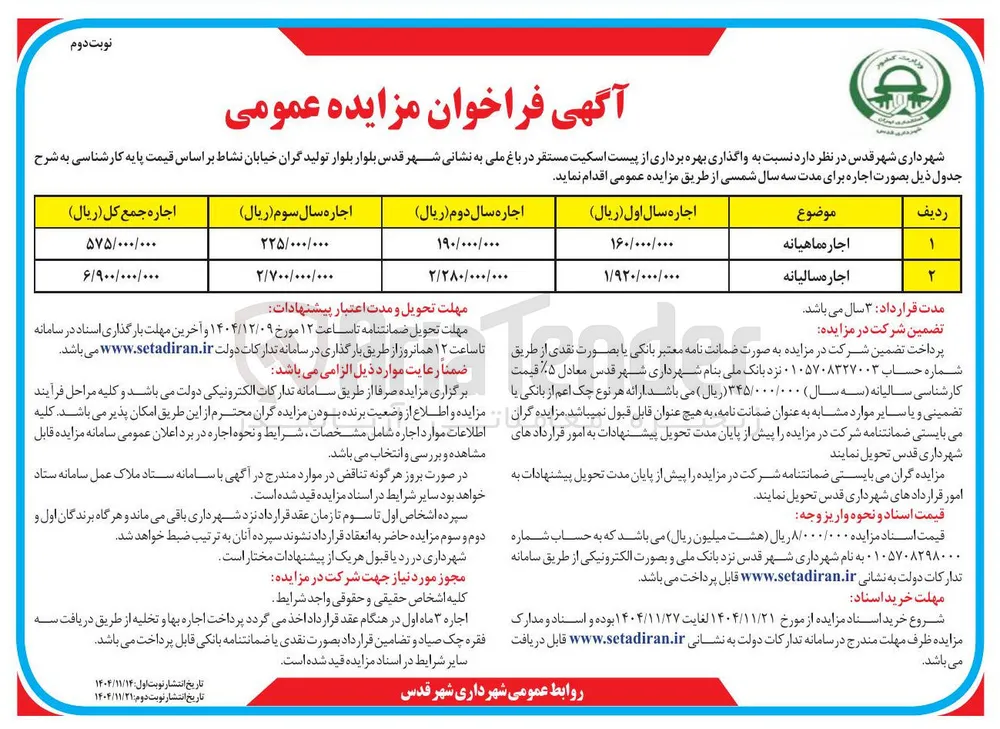 واگذاری بهره برداری از پیست اسکیت