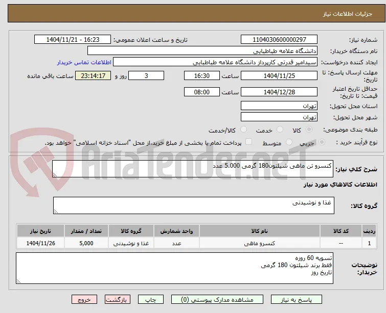 کنسرو تن ماهی شیلتون180 گرمی 5.000 عدد