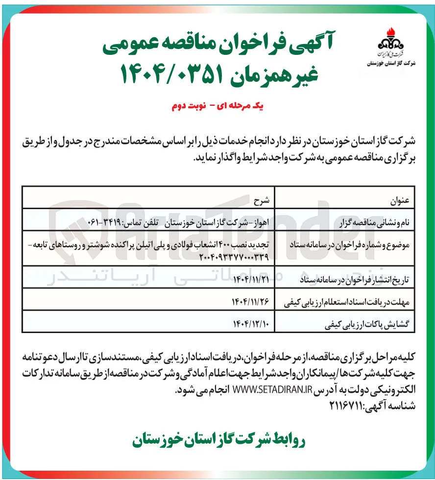 نصب ۴۰۰ انشعاب فولادی و پلی اتیلن پراکنده